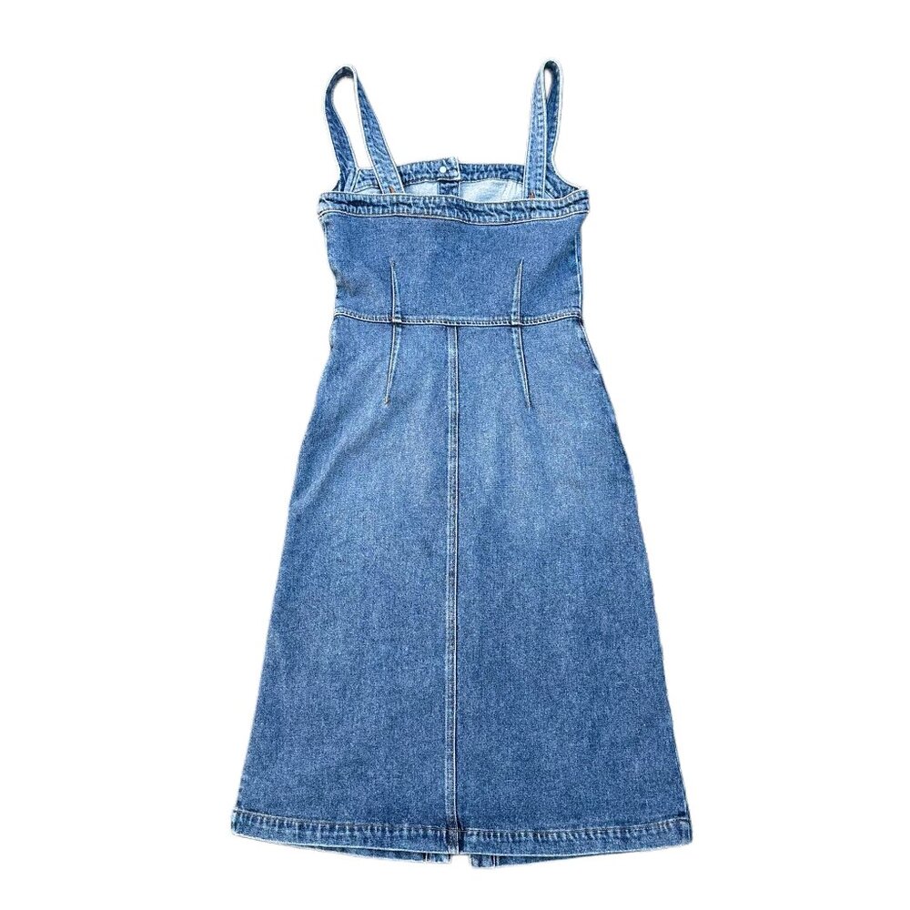 Reformation Camille Denim Midi Dress XS Button Front Slit Summer Jean Dress - Picture 4 of 5